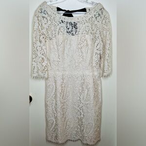 Nicole Miller Backless Lace Dress, Ivory, Women’s 12